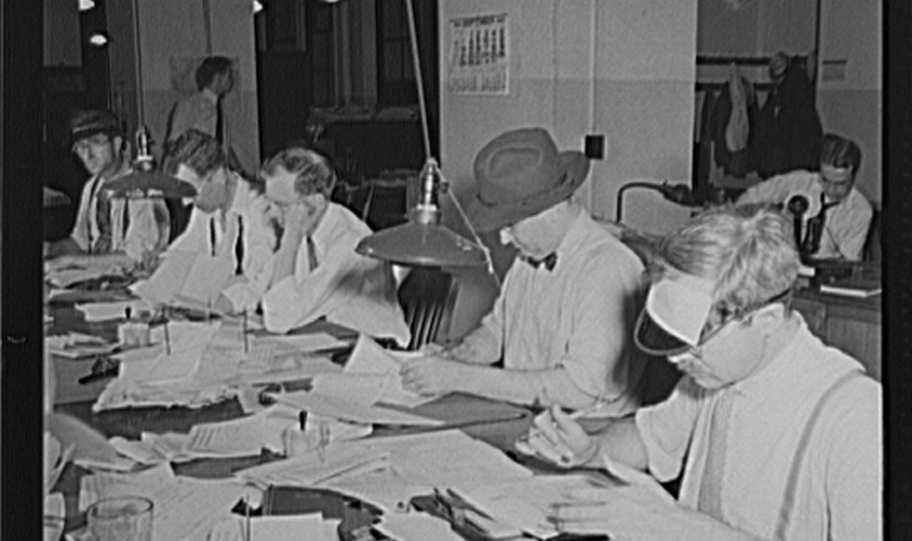 Historic newspaper newsroom